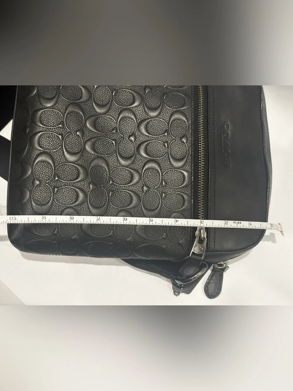 Coach Graham Signature Genuine Debossed Pebble Leather Unisex Crossbody Bag